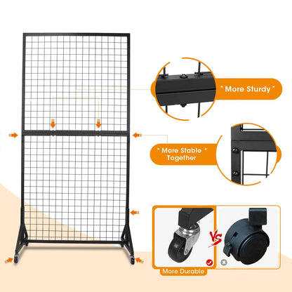 NectaCol 2 Packs 3'x 6' Two-Double Gridwall Panel Display Racks with Sturdy T-Base, Black Grid Wall Panels Display Stand, Display Rack Craft Show, Art Display Stand