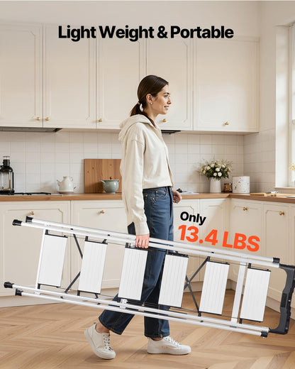 VEVOR 6 Step Ladder, Folding Step Stool with Wide Anti-Slip Pedal and Comfort Handgrip, 330 lbs Capacity Portable Aluminum Stepladder, Multi-Use for Kitchen, Warehouse, Household and Office, Silver