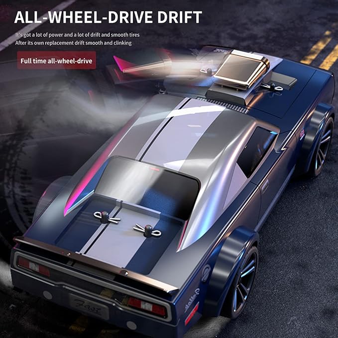 GoolRC RC Drift Car 1:16 Scale Remote Control 4WD 35KM/H High Speed Racing 2.4GHz Drifting for Adults with Cool LED Lights Extra Drift Tires and 2 Batteries (Blue)
