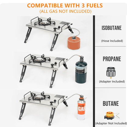 ONLYFIRE OUTDOOR LIVING IGT Camping Table Kit with Propane Gas Stove & Carry Bag, Portable Folding Camp Table, IGT Unit Combination Combo for Picnic, RV, Tailgating, Patio, Backyard, GS337
