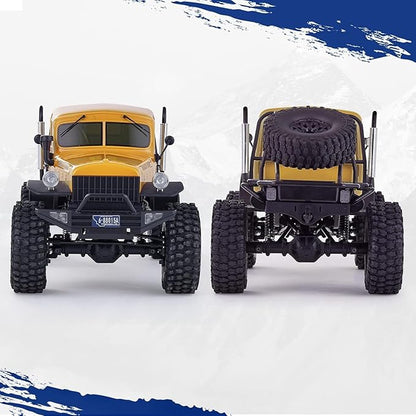 EAZYRC FMS Rochobby 1/10 Atlas Ready Set RC Crawler RC Truck 4X4 with Lighting 2.4GHz RadioBall Bearing Metal-Gear Full4 Link SuspensionRapid Separation Car Body for Adult (Yellow)