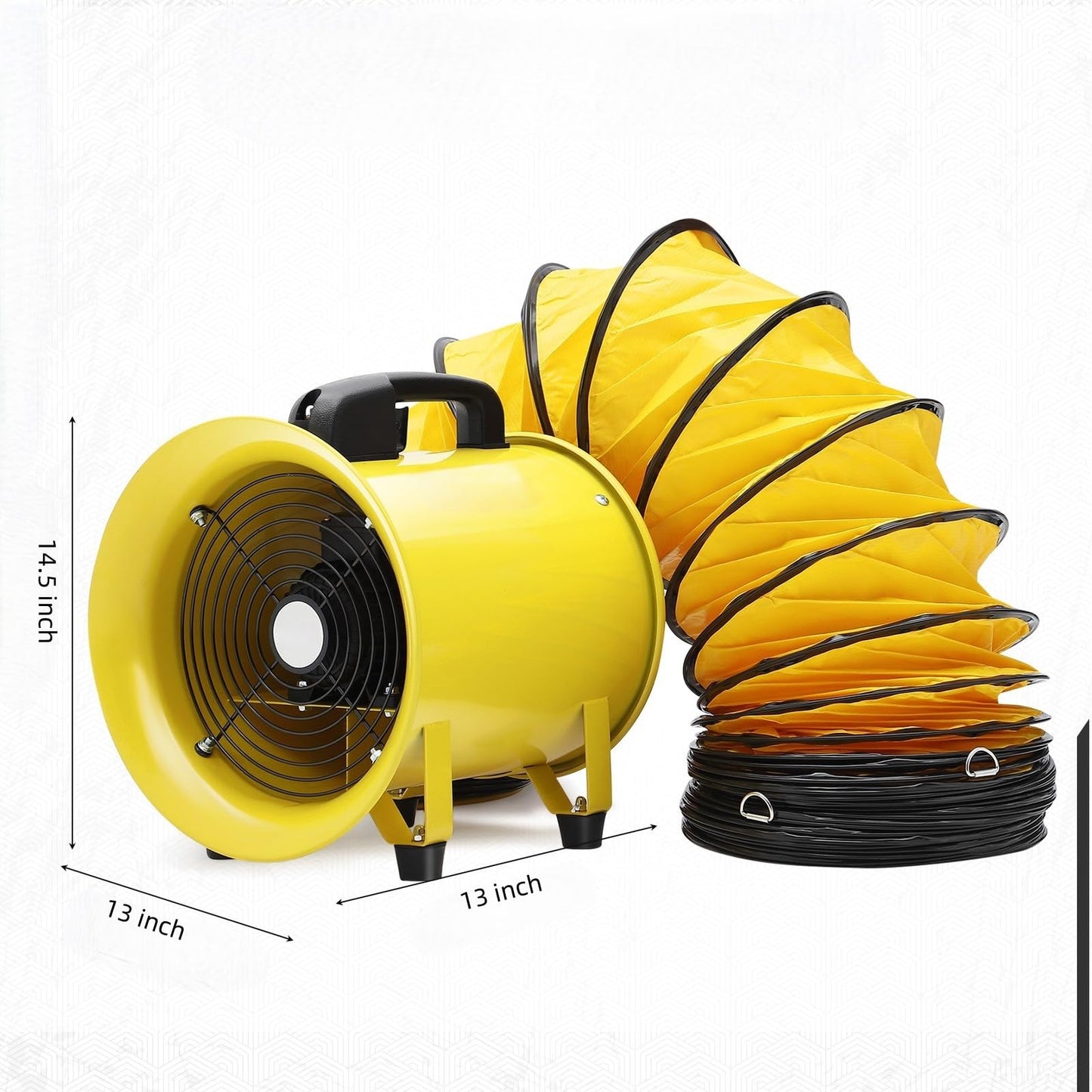 10 in Utility Blower Fan, 3300 RPM High-Speed Ventilation Fan with 33 ft PVC Duct Hose, CE & IP44 Waterproof Rated, Industrial Portable Air Blower Ventilator for Basements, Tunnels, Factories