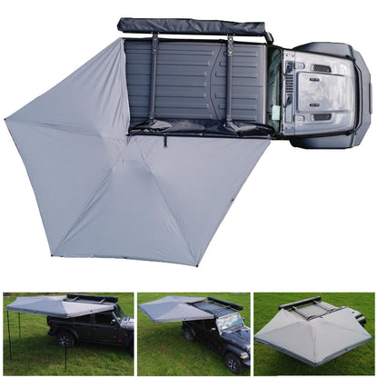 BouPower 270 Passenger Side Awning, Retractable Rooftop Tent for Car, Truck, SUV, Jeep, RV, Van, Overland Awning Cover, Sun Shelter with Light, Waterproof, UV-Proof