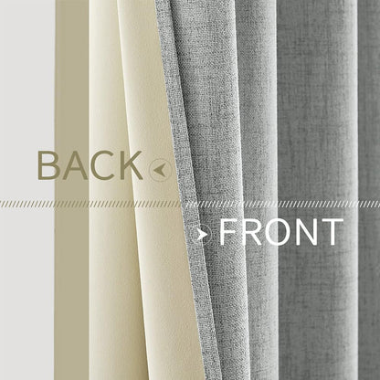 MIULEE Linen Curtains - 100% Blackout Thermal Insulated Drapes in Glacier Gray | 52 x 45 Inch (2 Panels)