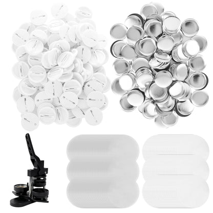 YAYODS 400 Pieces Button Maker Supplies 25mm/0.98 inch Round Badge Button Parts for Button Maker Machine, Includes Blank Pin Back Cover, Metal Cover, Clear Film, Blank Paper