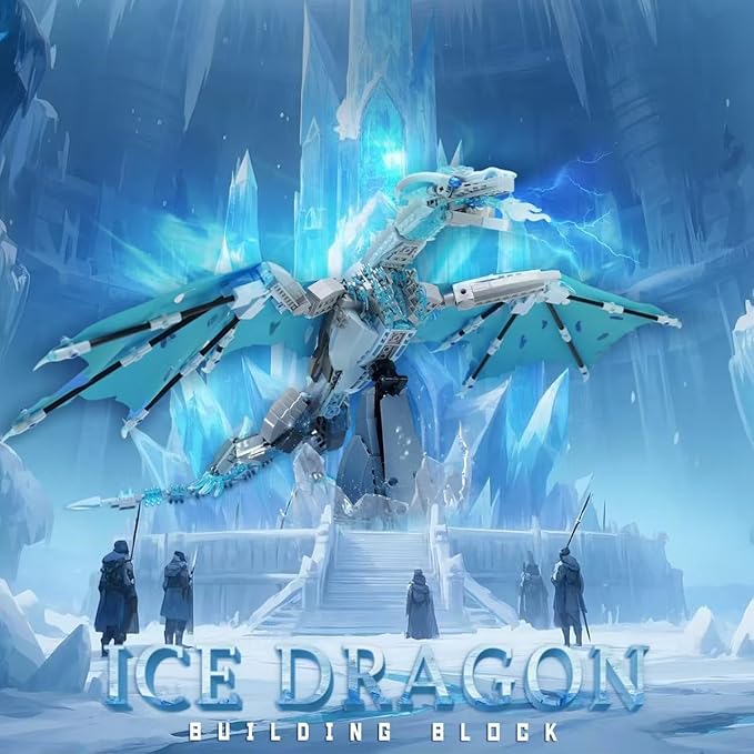 Ideas Ice Dragon Building SetCompatible with Mainstream Brands Adults Collectible MOC Dragon Model STEM Toy for GOT Fans Home DecorCreative Gift for Kids Boys &amp Girls 8-16 (1019 PCS)