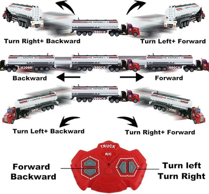 Remote Control Semi Truck Fuel Trailer 14 1:48 Fuel Trailer Truck Toy Equipped with 2 Rechargeable Batteries Gifts Ideas for Boys Age 3-8 Year Old