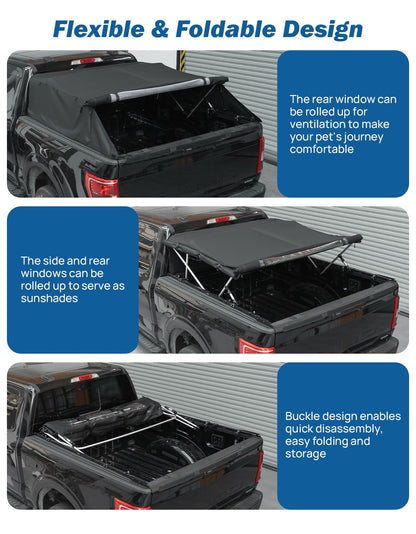 JOYTUTUS Foldable Truck Bed Soft Topper Compatible with F150 2015-2026 with 5.5ft Bed, Camper Shell Truck Top