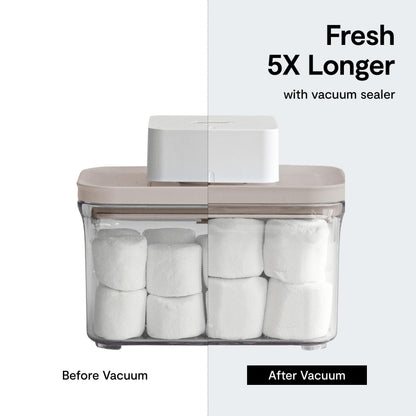 VAKUEN Premium Airtight Food Storage Container. Special Edition Mercury Color 8P/Set. 7pcs Container and Vacuum Sealer. Patented Double Silicone Lining, 100% Leak Proof, BPA-FREE