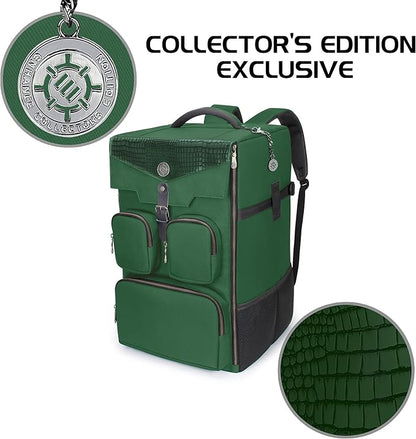 ENHANCE Collector's Edition Board Game Backpack - Reinforced Rigid Board Game Storage with Padded Shoulder Straps Carrying Handle and Accessories Pockets for Dice Card Games More (Dragon Green)
