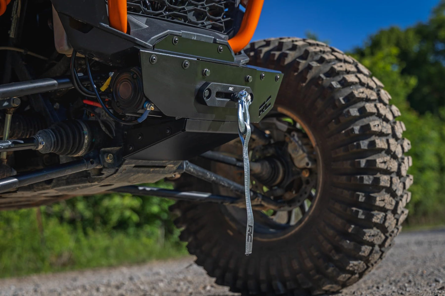 Rough Country Winch Mount with RS4500S Winch for Polaris RZR XP 1000 - Bolt-On Mounting Plate with 4500 LB Synthetic Rope Winch