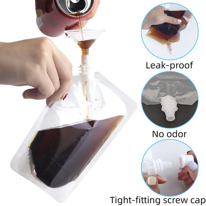 12Pcs Plastic Flasks,Drink Pouches,Reusable Pouches,Water Pouch,Liquid Pouches,Soft Flask for Outdoor Sports,Concerts,Events（8OZx6-16OZx6+ 1 Funnels)