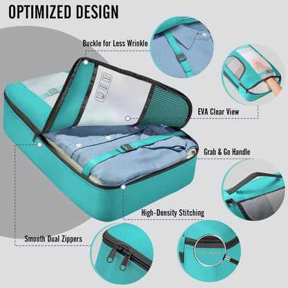 Veken Packing Cubes - Travel Organizer Bags Set with Large Laundry Bag & Passport Holder | 4 Sizes for Suitcase