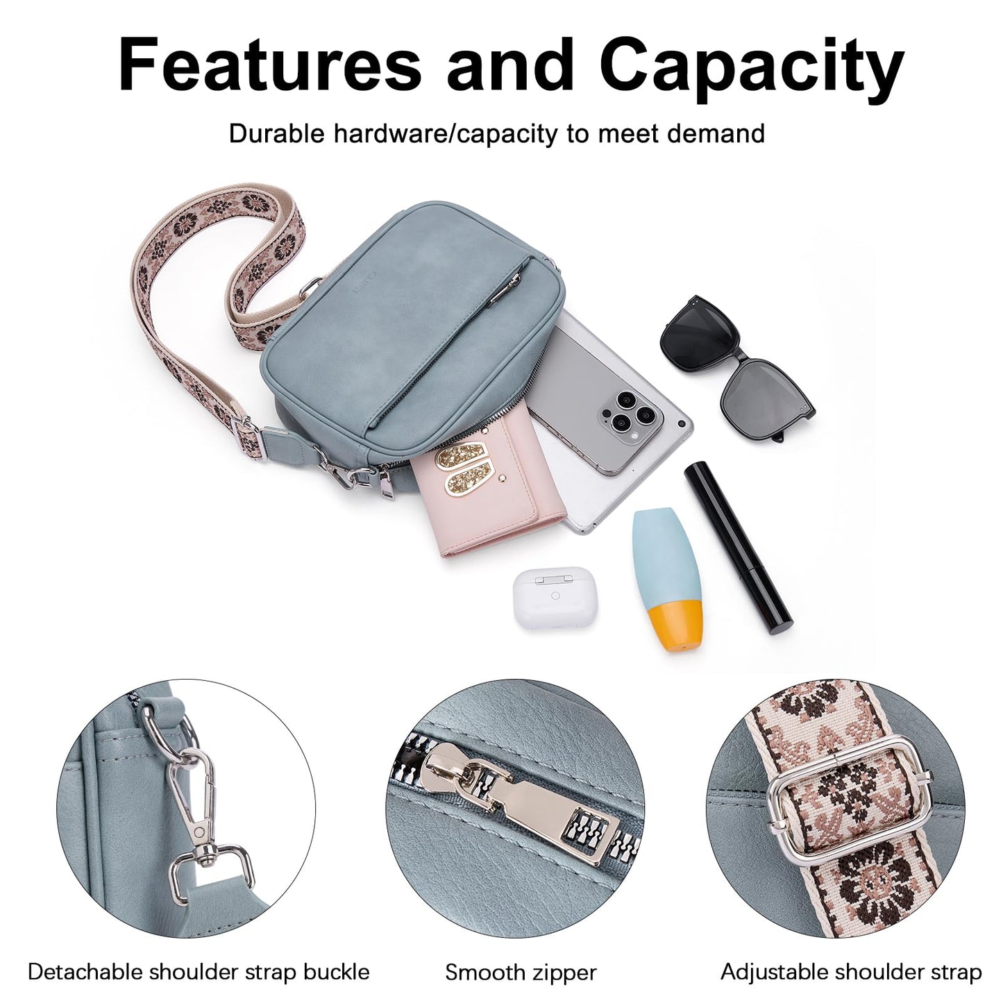 CLUCI Crossbody Bags for Women Trendy, Vegan Leather Shoulder Handbags，Purses for Women with Adjustable Wide Strap