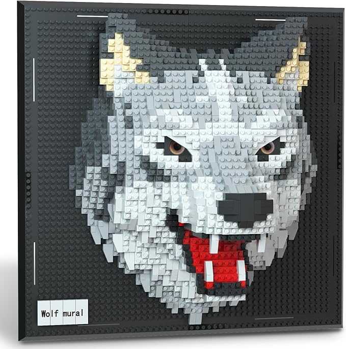 Wolf Animal 3D Wall Art Micro Mini Building Blocks Set for Adults Unique Home Wall Decor or Table Display No Compatible with Lego Ideal Birthday Christmas Toy Gift for Teens (2214 PCS)