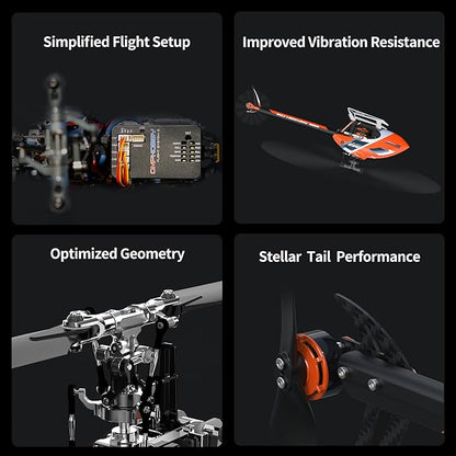 OMPHOBBY M2 EVO MK2 Ready To Fly RC Helicopter Outdoor Dual Brushless Motors Direct-Drive 6CH Remote Control Helicopters for Adults 3D RC Plane with Remote Control Mini Drone RTF Orange