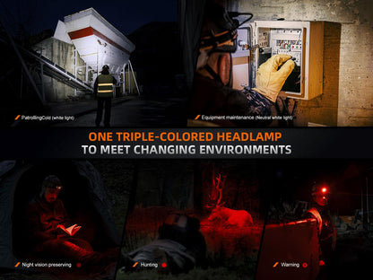 Fenix HM75R 1600 Lumen USB-C Rechargeable Headlamp, Power Extender Pack Included for Extra Long Runtime, White and Red Beams, for Site Operation, Search and Rescue, Caving, Hiking