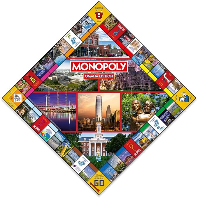 Monopoly Board Game Omaha NE Edition : 2-6 Players Family Board Games for Kids and Adults Board Games for Kids 8 and up for Kids and Adults Ideal for Game Night