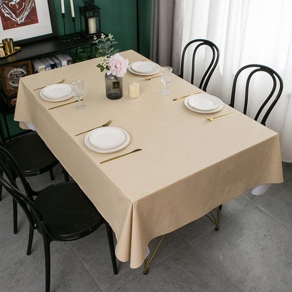 LIBERECOO Vinyl Tablecloth with Flannel Backing, Champagne, Waterproof, Stain-Resistant, Easy-Clean Table Cover for Dining, Kitchen, and Outdoor Use, 60" x 84" Rectangle