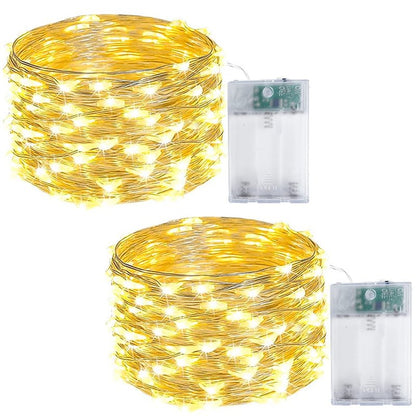 2-Pack Fairy Lights Battery Operated with Timer, Waterproof 16FT 50 LED String Lights Indoor Outdoor, Cuttable Starry Fairy Lights for Christmas Home Bedroom Wedding DIY Centerpiece Decor (Warm White)