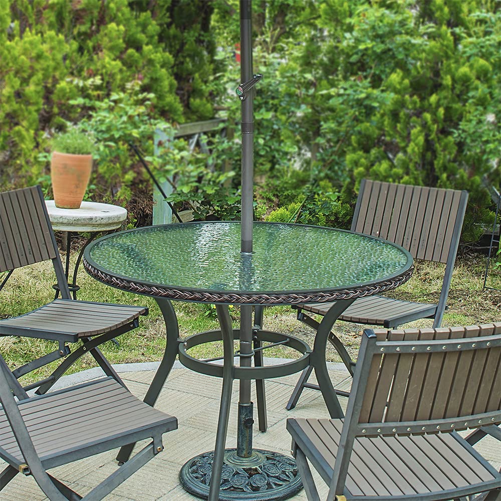 Round Clear Tempered Patio Glass Table Top 42 Inch with 3/16 Inch Thick Flat Polished Edge w/ 2-1/4" Hole, Ideal for Tables Desks Workspaces and Outdoor Furniture by Fab Glass and Mirror