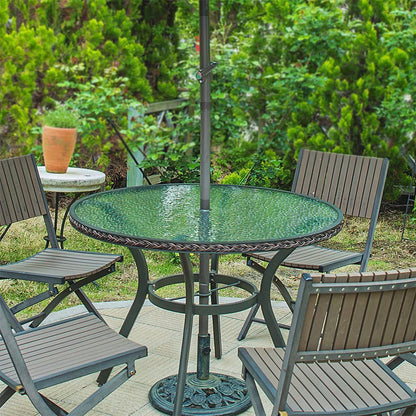 Round Clear Tempered Patio Glass Table Top 42 Inch with 3/16 Inch Thick Flat Polished Edge w/ 2-1/4" Hole, Ideal for Tables Desks Workspaces and Outdoor Furniture by Fab Glass and Mirror