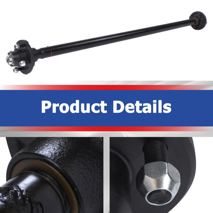 Thomletha Trailer Axle 2000 lbs Axle Beam 4 Lug Trailer Axle 56.5 inch Hub Face 46.5 inch Spring Center