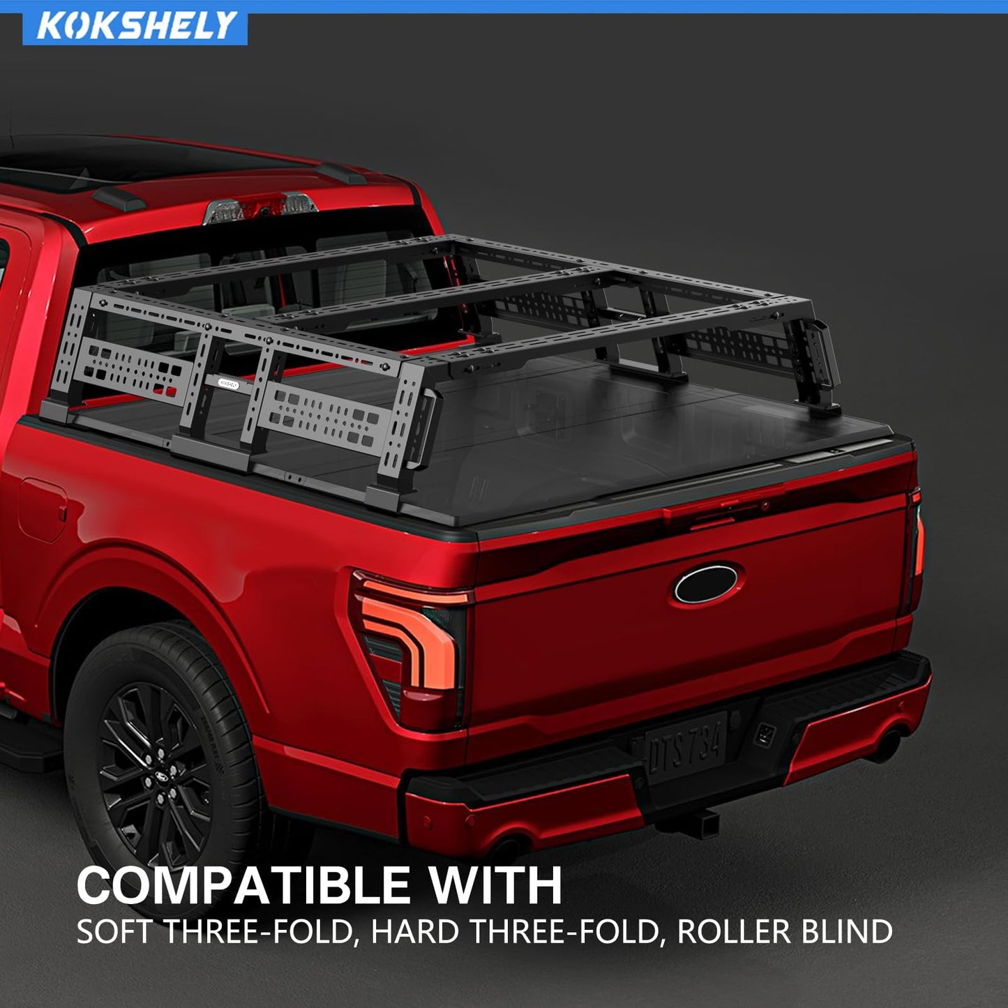 KOKSHELY Overland Truck Bed Rack for Full-Size & Mid-Size Trucks/Adjustable Truck Cargo Carrier/Tacoma Bed Rack, Fit for Tundra, Ram 1500 & HD, F-Series, Ranger, Silverado, Titan & XD,Gladiator