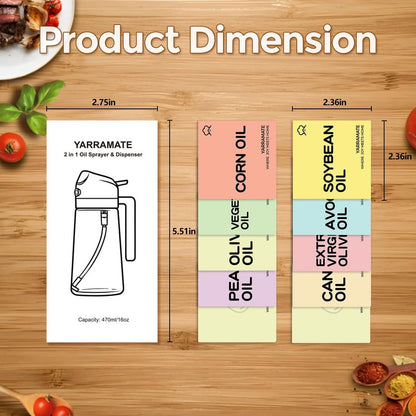 YARRAMATE 10 Color Labels for Oil Sprayer Bottles