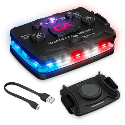 Guardian Angel Elite Series Safety Light, Infrared-Hybrid (Red/Blue/White Front & Red/Blue Rear) - Rechargeable, Magnetic, Hands-Free Wearable Flashlight for Law Enforcement, First Responders & Fire