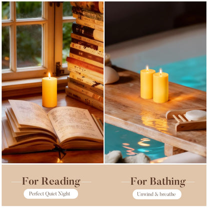 Crenovo 3 Pack Beeswax Pillar Candles, 2x4 Inch - 100% Pure Organic Natural Bees Wax, Unscented Dripless Smokeless Bulk Candles for Home Decor, Emergency, Praye