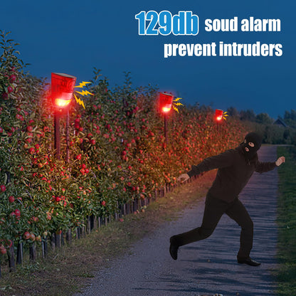 Qualirey Solar Sound and Light Alarm Motion Sensor 129db Outdoor Security Siren Waterproof Activated Detector Driveway Alarm 6 LEDs Flash Warning Deterrent Strobe System for Home, Farm(Red,16 Pack)