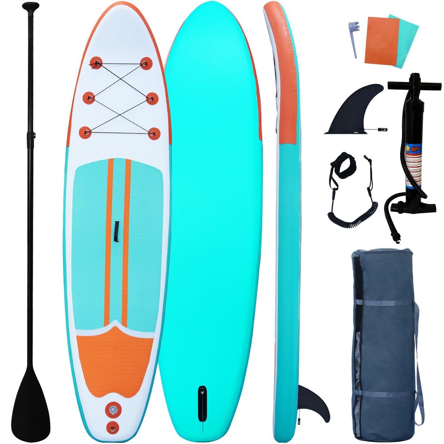 Inflatable Paddle Boards Stand Up Paddleboard Wide Stable with SUP Paddle Board Accessories for All Skill Levels with Fins, Adjustable Paddle, Pump, Backpack, Leash