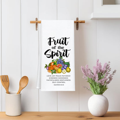 BASGIATH WAR COLLEGE Christian Waffle Kitchen Towels,Scripture Hand Towels, Fruit of The Spirit Bible Verse Dish Towel with Floral Design, Inspirational Gifts for Women, Housewarming or Christmas