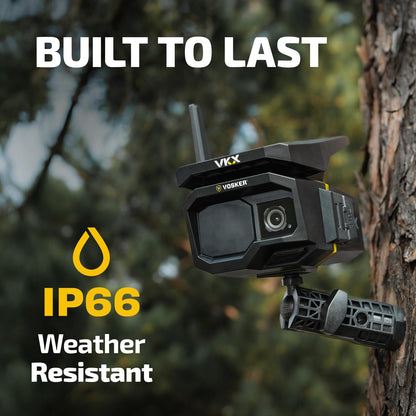 Vosker VKX Solar Powered 4G-LTE Outdoor Cellular Security Camera - No WiFi Needed, Motion Activated, Night Vision, SIM Card Included, On-Demand Mode - 15s Video Clips, IP65 Weather-Resistant