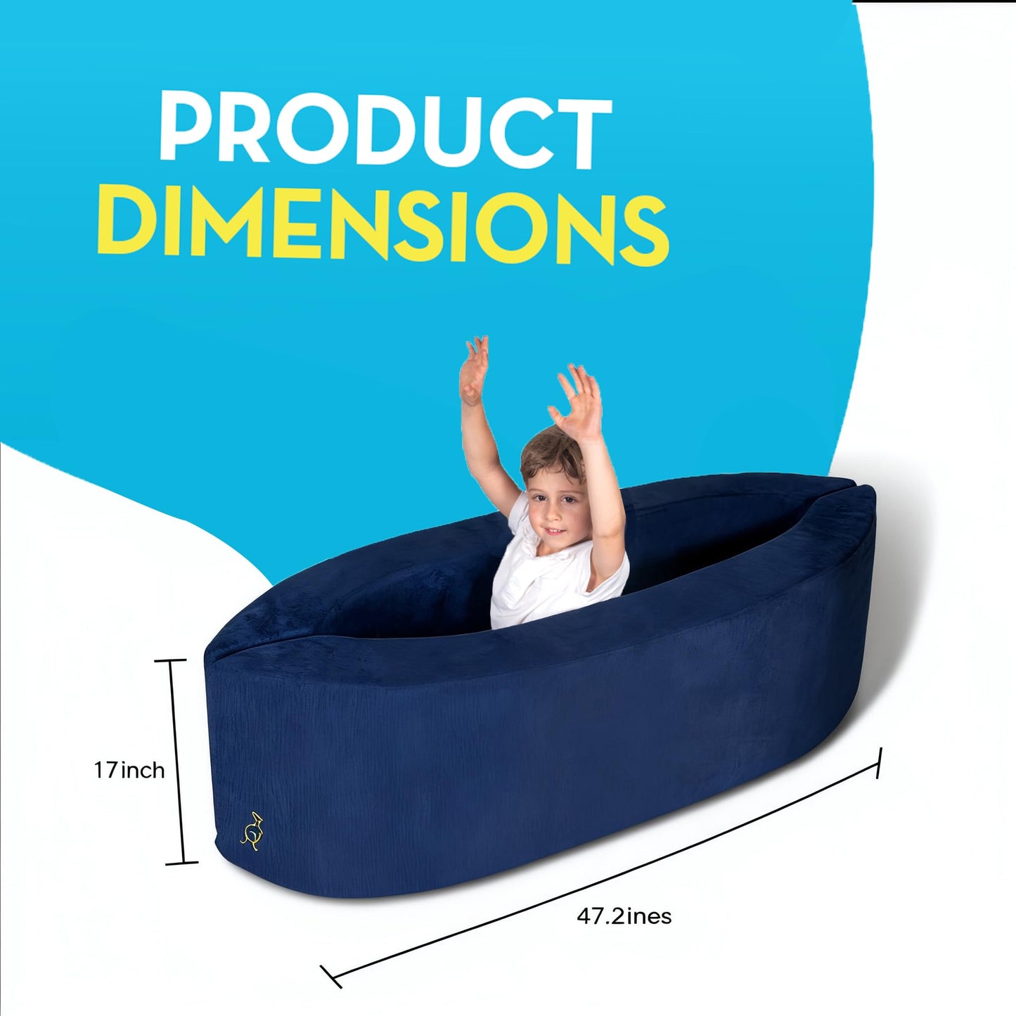 TED KANGAROO Sensory Chair for Kids — Sensory Soft Canoe for Children – Deluxe Adjustable Compression Peapod Foam Dark Blue