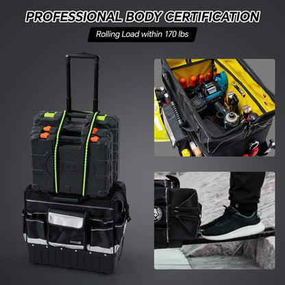MARUTAI 18'' Rolling Tool Bag, Waterproof Tool Bag with Wheels, Portable Storage Organizer Rolling Tool Tote, fits in all cars/trucks/vans/motorcycles