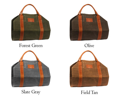 1844 Helko Werk Germany Frontier Collection Canvas Log Carrier - Firewood Holders and bags for Fireplace Logs - Made in USA (Log Carrier Green) #8755G