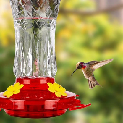 BOLITE Glass Hummingbird Feeders - 15 Ounce Leak-Proof Design with 4 Bee Guards & Ant Moat | Red Stars Decor, 2 Pack