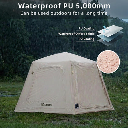 ShinHye Inflatable Tents for Camping - Blow up Tent with Awning and Pump, Easy Setup 4 Season Waterproof 420D Oxford Glamping Air Tents for Camping Adult 2/3/4 Person