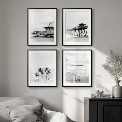 Framed Window Beach Wall Art for Living Room, Large Coastal Tropical Landscape Canvas Print, Blue Ocean Relaxing Summer Seascape Horizontal Picture Artwork for Bedroom Office Wall Decor, 24x48 Inch