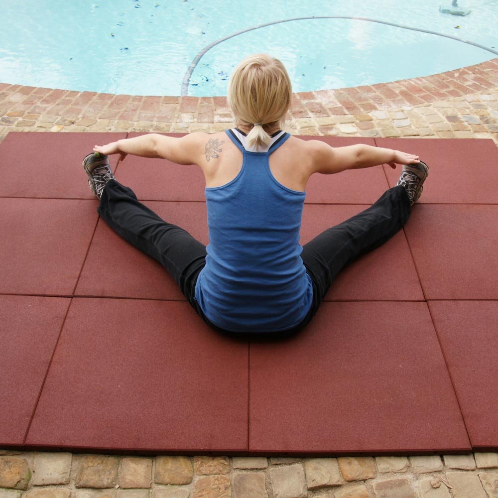 Rubber-Cal Eco-Sport 1-inch Interlocking Flooring Tiles - 1 x 20 x 20-inch Rubber Tile - 12 Pack, 32 Sqr/Ft Coverage - Green in Color