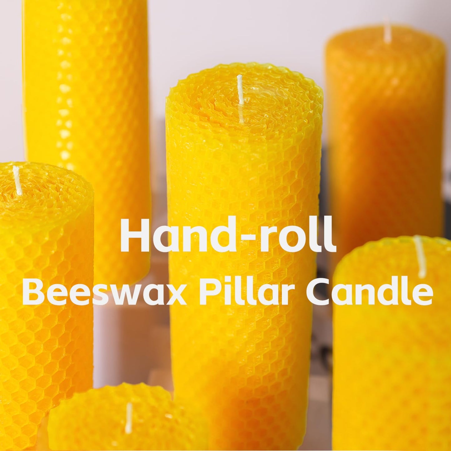 2 Pack Natural Beeswax Pillar Candles, 2x5in Pure Honeycomb Beeswax Candles Bulk, Unscented Bees Wax Candle for Home,Prayer,Dripless Smokeless Organic 100% Pillar Candles
