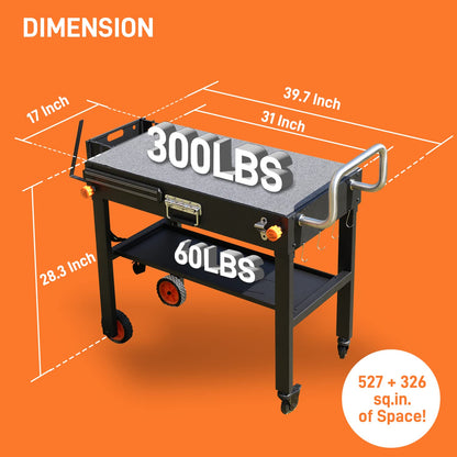 Portable Outdoor Grill Table, Folding Grill Cart with Wheels, Blackstone Griddle Stand for 17"/22" Griddle, Large Space Blackstone Table Solid and Sturdy, Grill Stand for Blackstones, Ninja, Weber