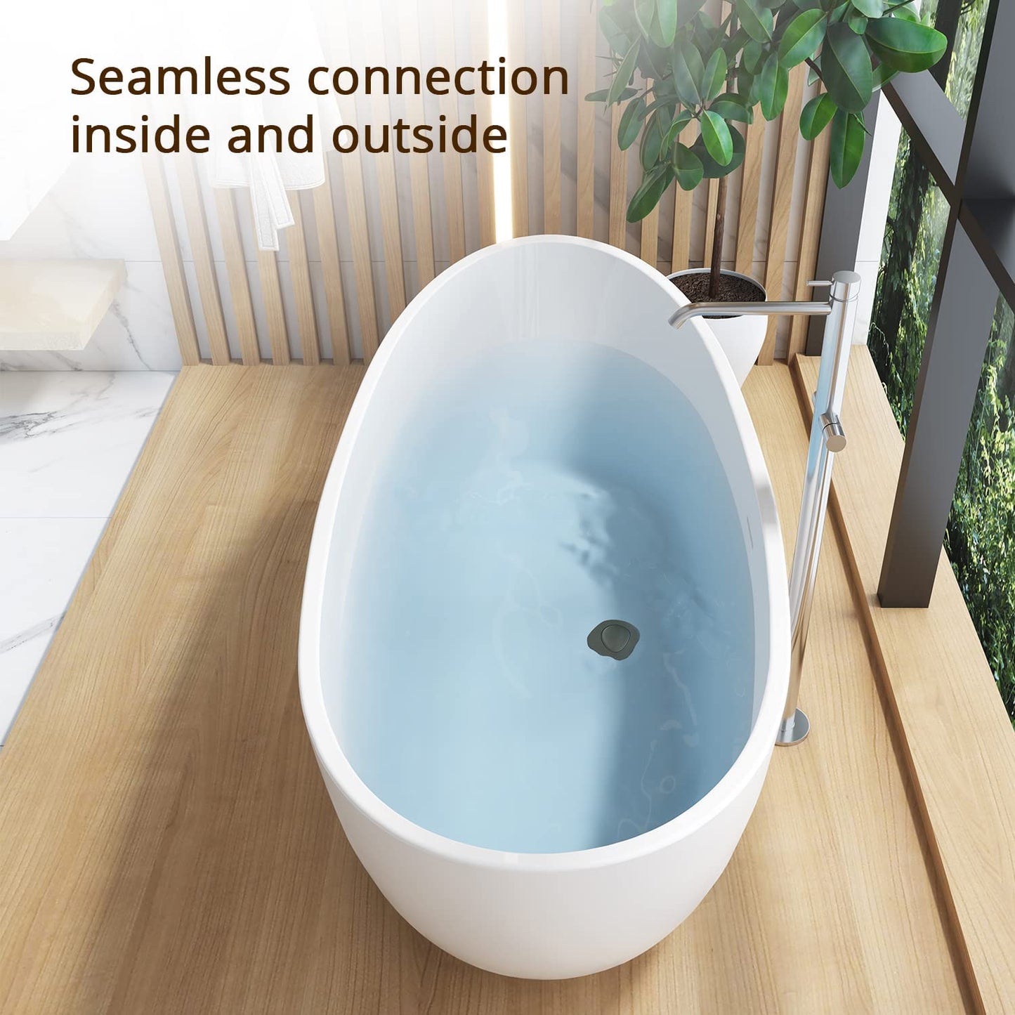 Mokleba 62" Lucite Acrylic Freestanding Bathtub, Double Slipper Shape Contemporary Soaking Tub with Toe-tap Chrome Drain, Slotted Overflow, cUPC Certified, Glossy White