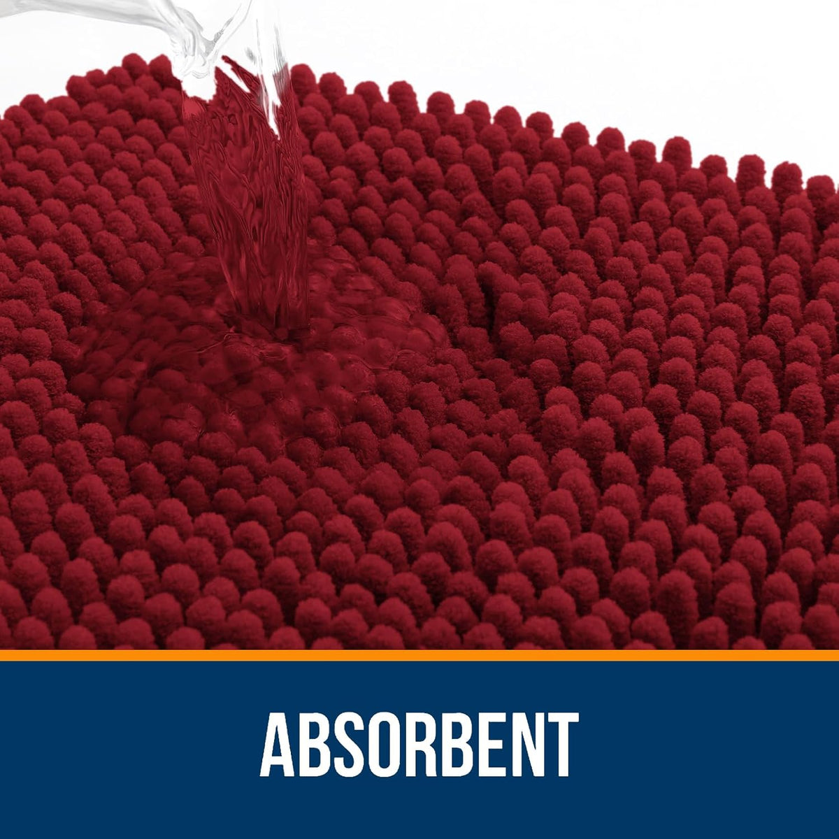 OLANLY Large Bathroom Rugs - Extra Soft Absorbent Chenille Mats | Quick Dry, Machine Washable, 47x32, Red