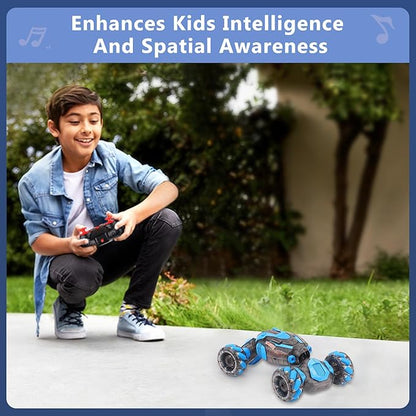 Gesture Sensing RC Stunt Car for Boys Remote Control Toys for Kids Age 5-7 6-8 9 10 11 12+ Years Old Birthday Gifts 2.4GHz Hand Controlled RC Drift Car with Light &amp Music Double-Sided Driving