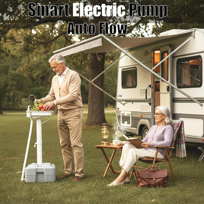 Electric Pump Portable Sink Hand Wash Station - 20L Outdoor Camping Sink USB/Battery Powered,Electric Hand Wash Station for Travel,Outdoor,Camping,RV,Picnic,Includes Soap Dispenser & Towel Holder