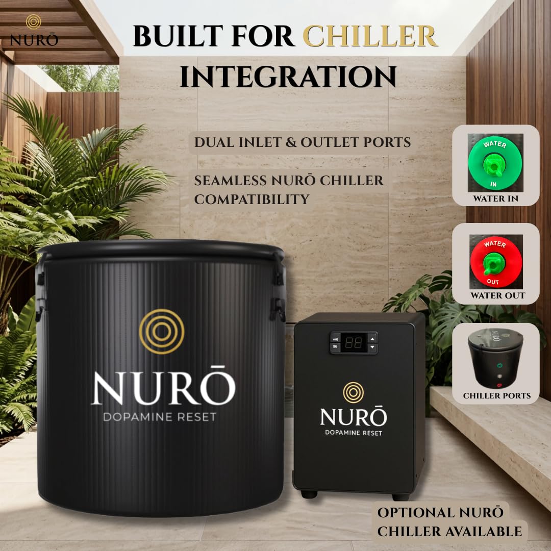 NURŌ Cold Plunge Tub for Ice Bath Recovery – Insulated Ice Bath, Portable Cold Therapy Tub, 100 Gallon, Black