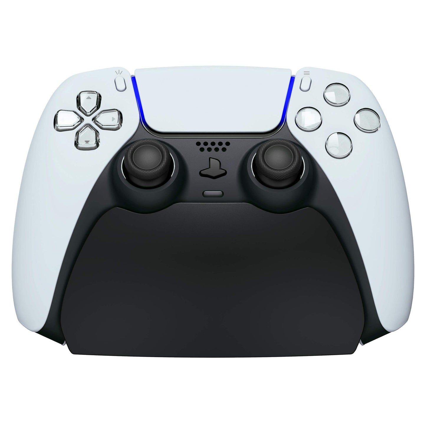 PlayVital Solid Black Controller Display Stand for ps5, Gamepad Accessories Desk Holder for ps5 Controller with Rubber Pads
